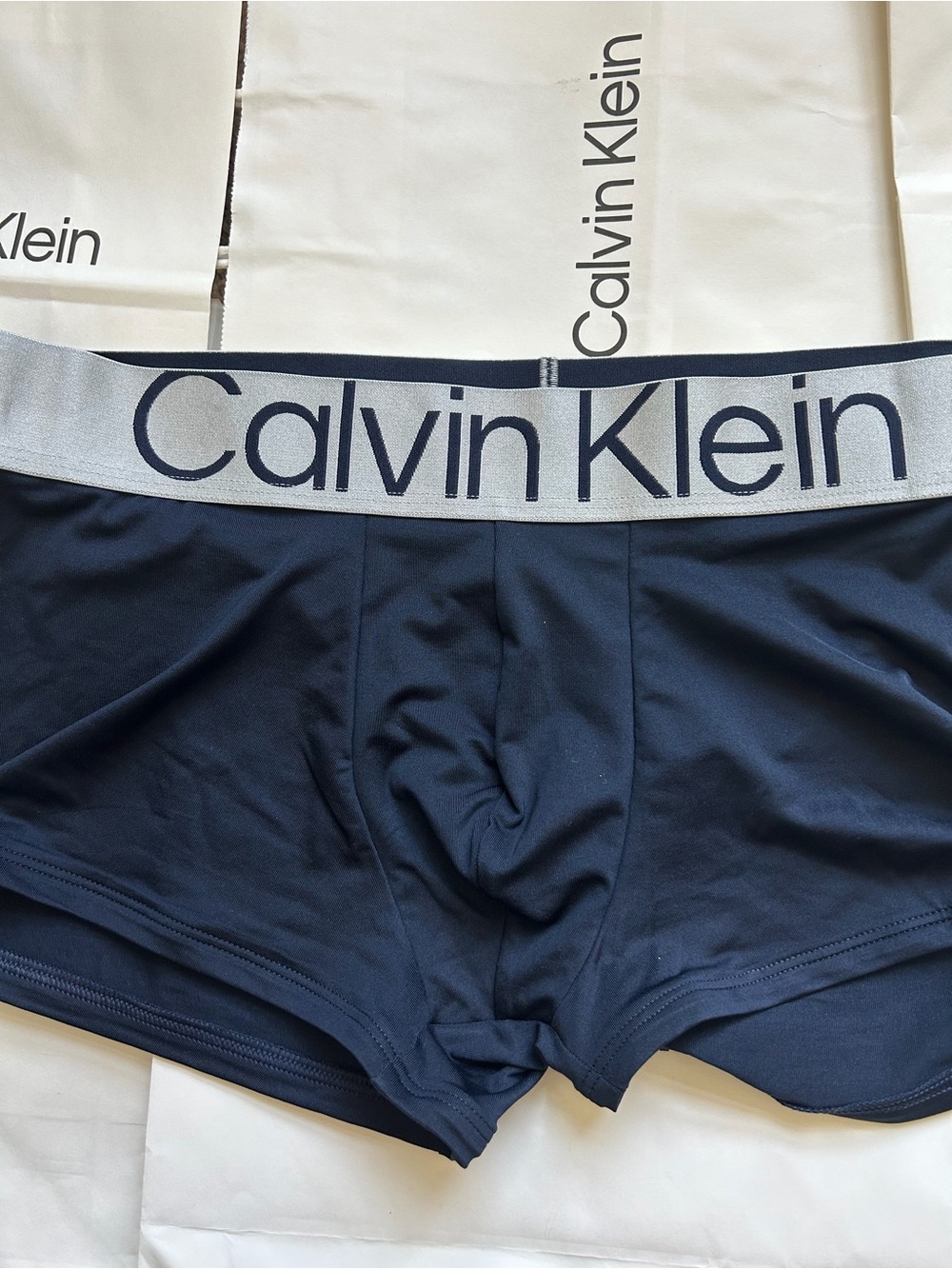 Calvin Klein Men Microfiber Stretch steel low rise trunks dark blue/ navy new - Picture 9 of 16